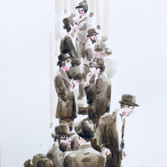 Leonard Freed Tribute, 2019, watercolor, 50x35 cm
